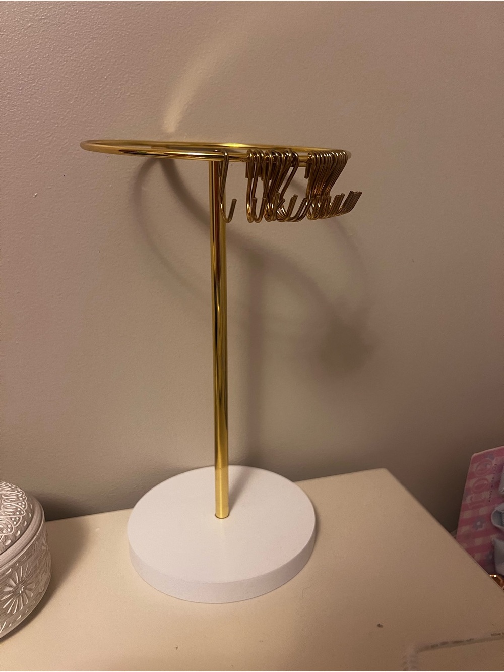 Gold Bow Holder Stand with White Base